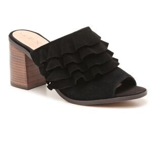 SOLE SOCIETY the FRANNIE Sandal Chunky Heel Open Toe Mules in Black Women's 9.5